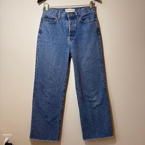 Denim Forum The Farrah high rise wide leg jeans button fly Size 28 Aritzia